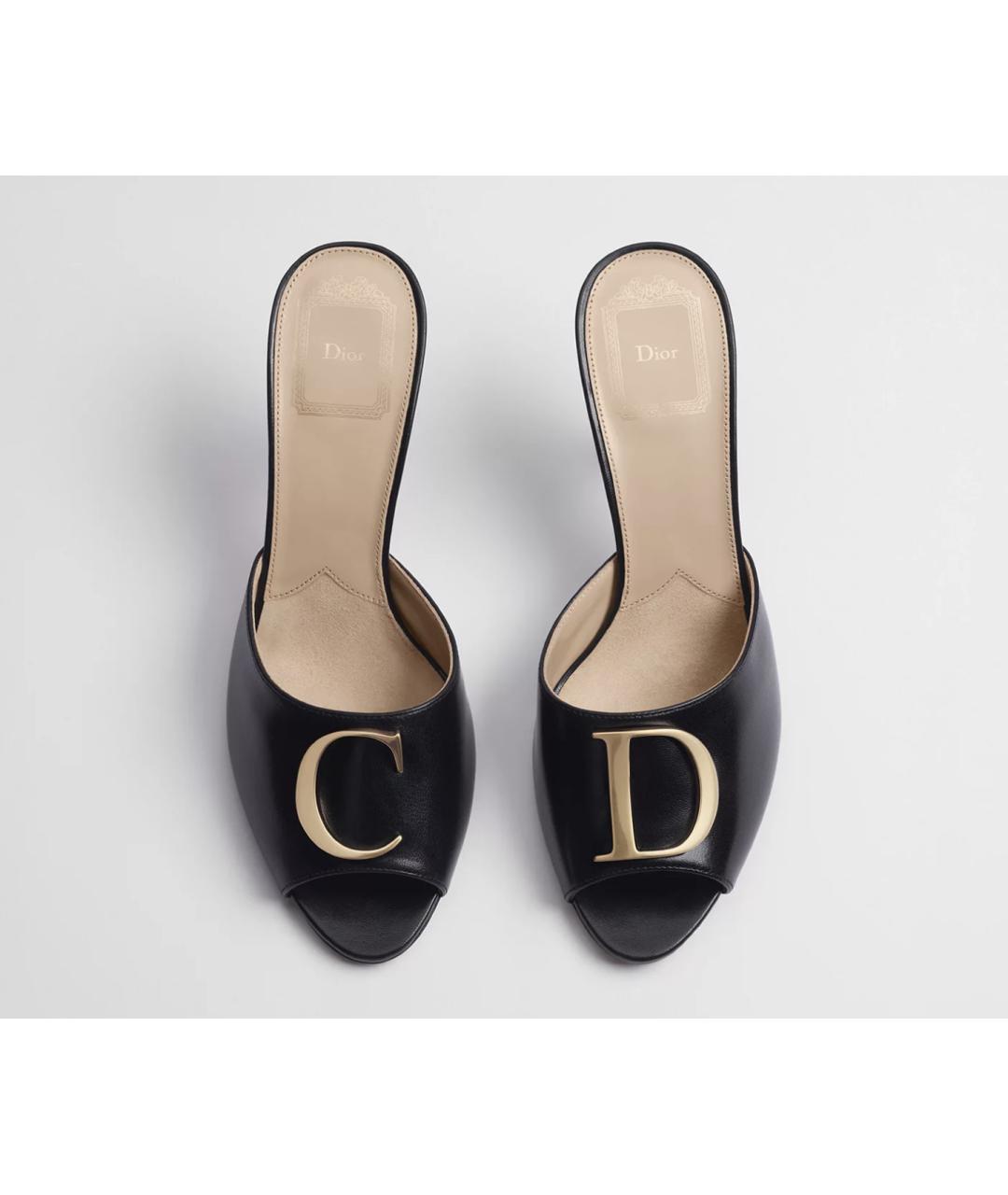 CHRISTIAN DIOR Черные кожаные мюли, фото 4