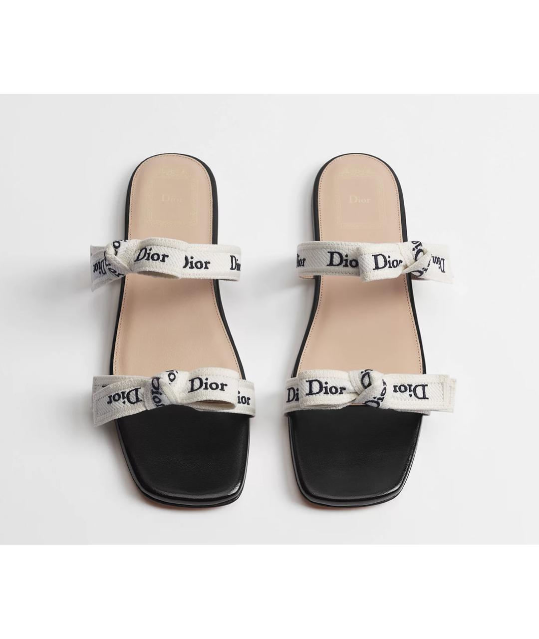 CHRISTIAN DIOR Черные кожаные шлепанцы, фото 4