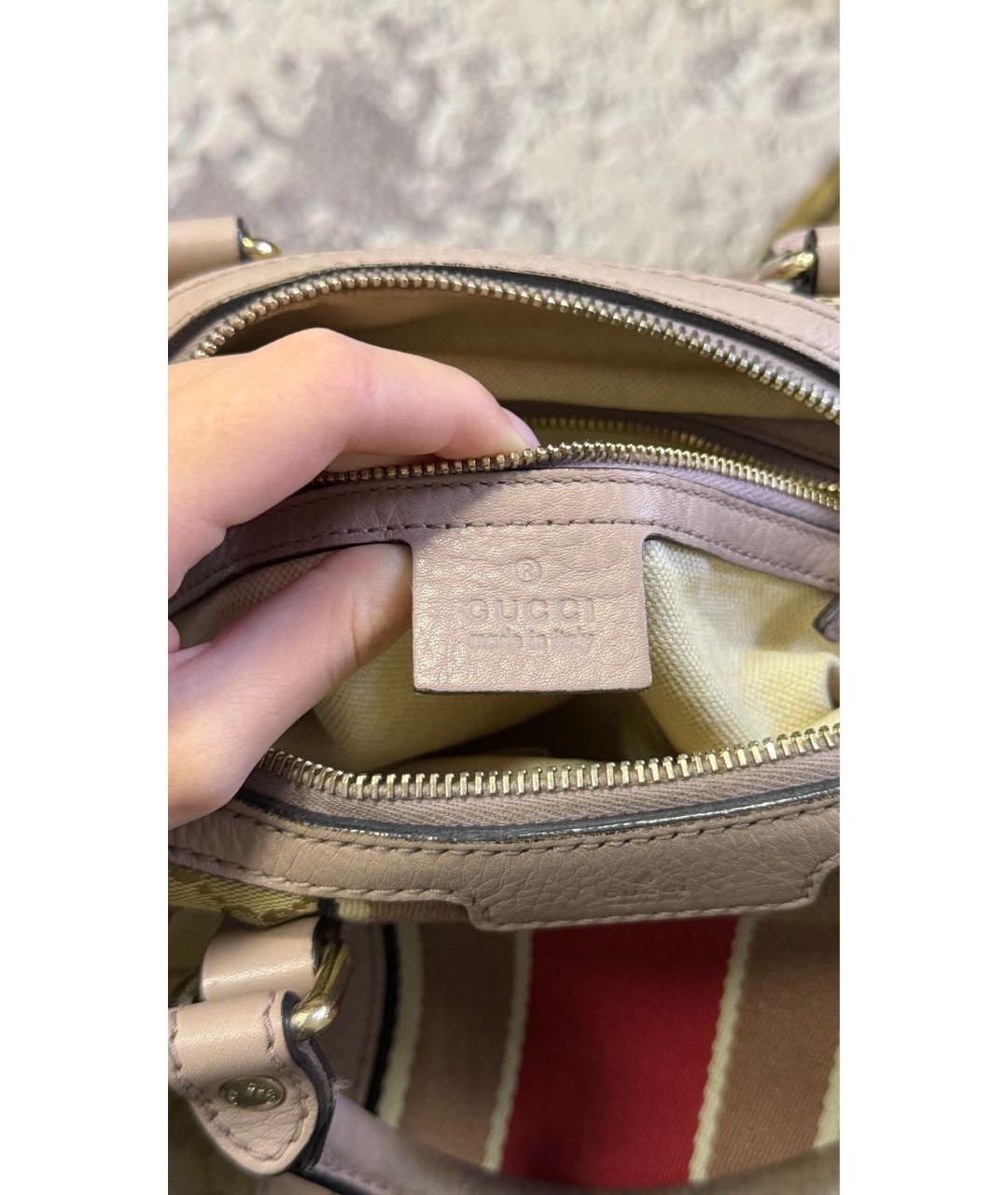 GUCCI Бежевая тканевая сумка с короткими ручками, фото 5