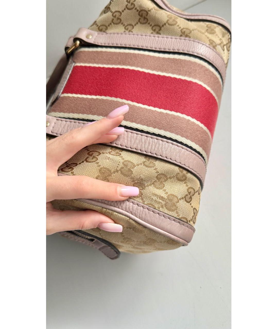 GUCCI Бежевая тканевая сумка с короткими ручками, фото 8