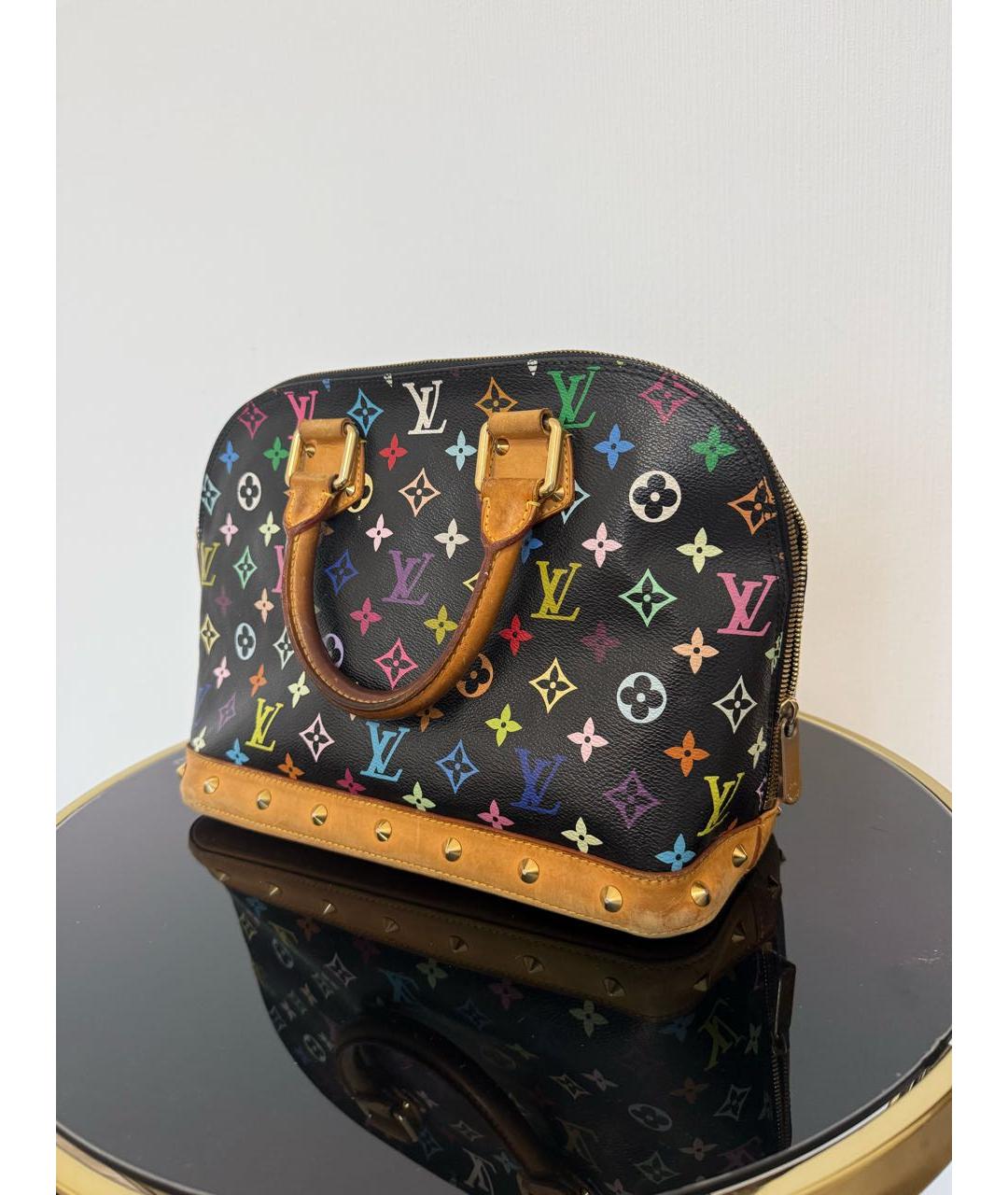 LOUIS VUITTON Черная кожаная сумка с короткими ручками, фото 2