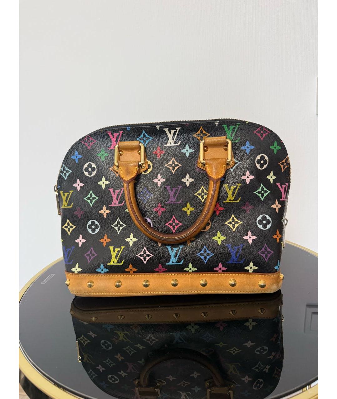 LOUIS VUITTON Черная кожаная сумка с короткими ручками, фото 5
