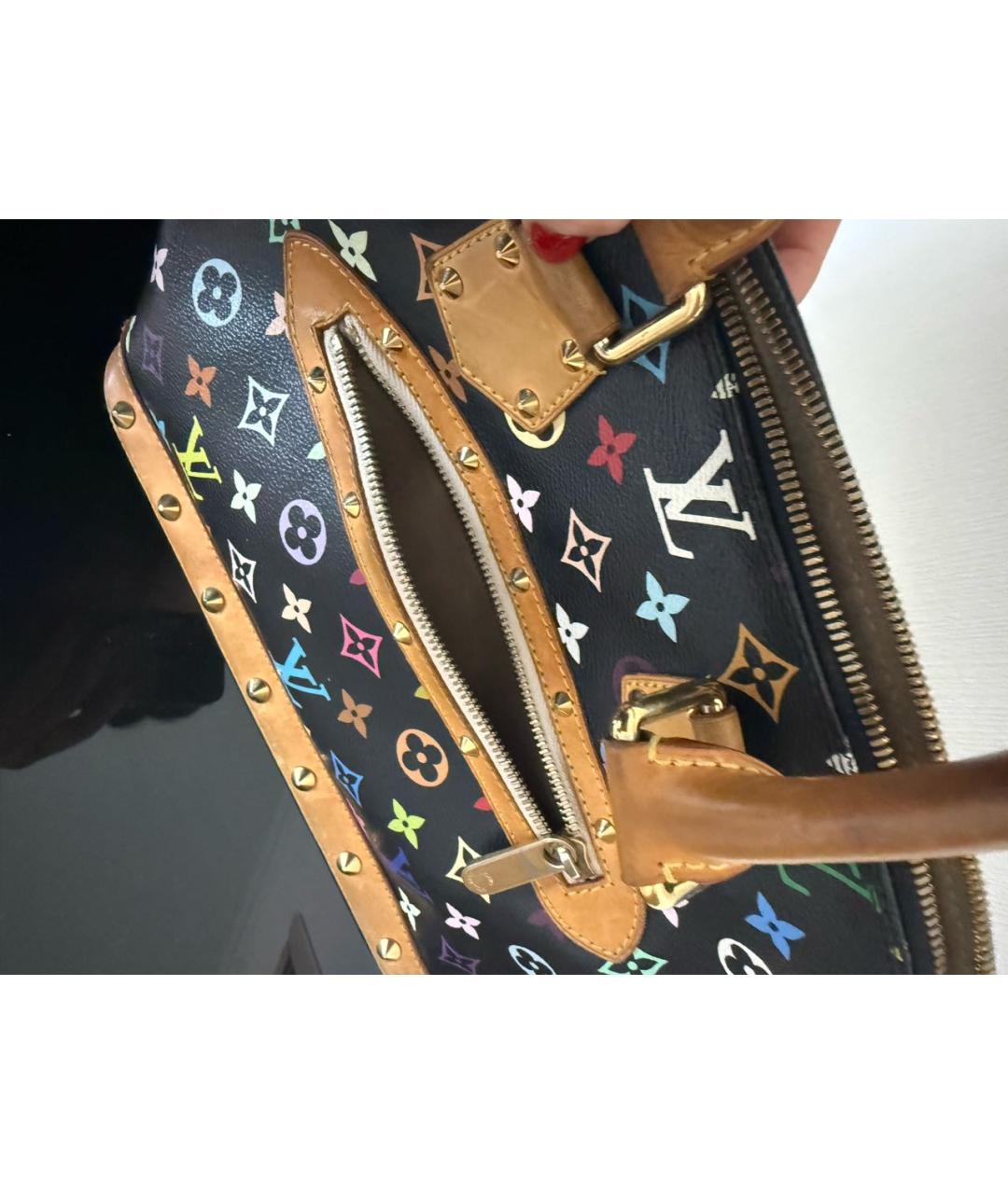 LOUIS VUITTON Черная кожаная сумка с короткими ручками, фото 4
