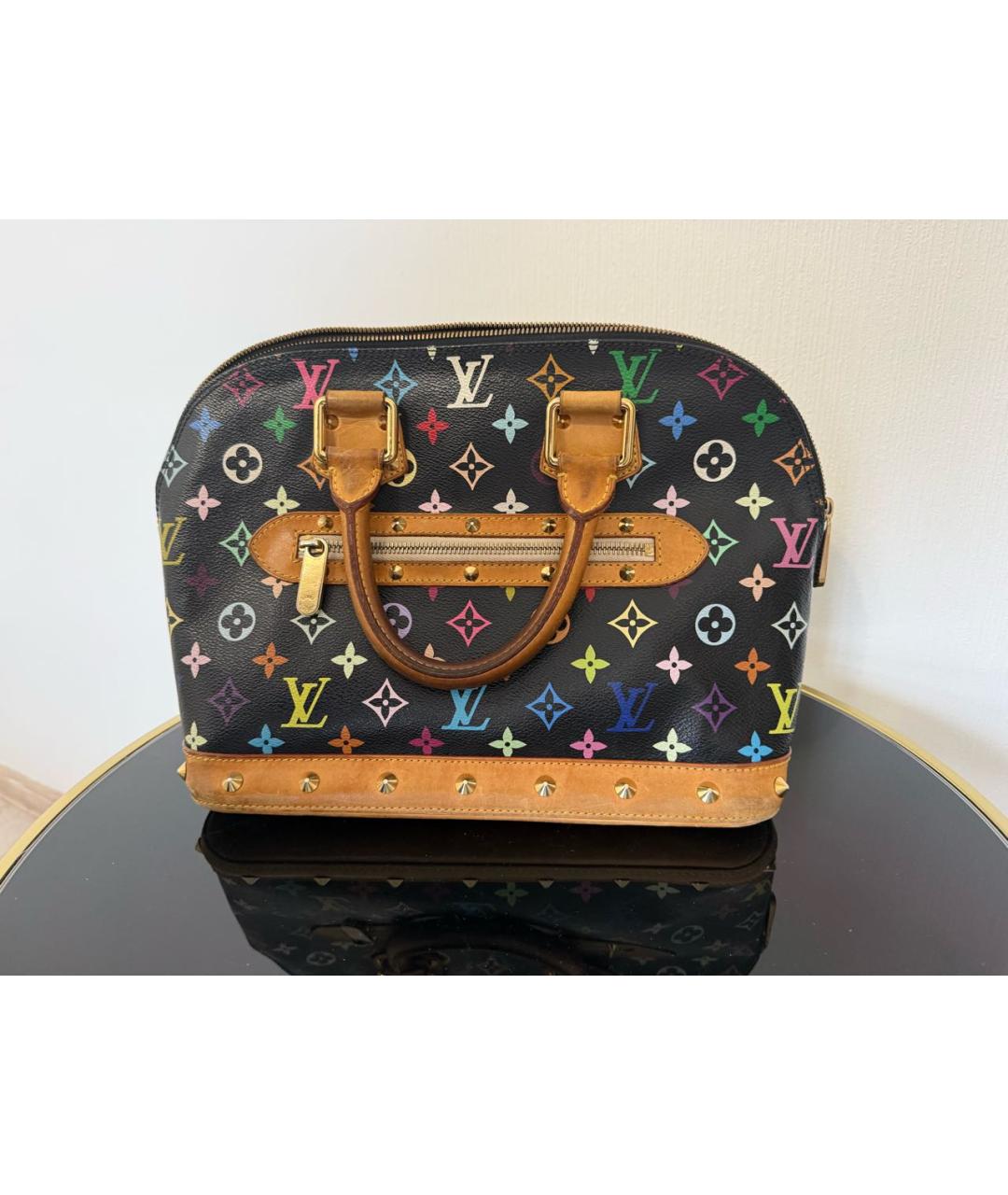 LOUIS VUITTON Черная кожаная сумка с короткими ручками, фото 3