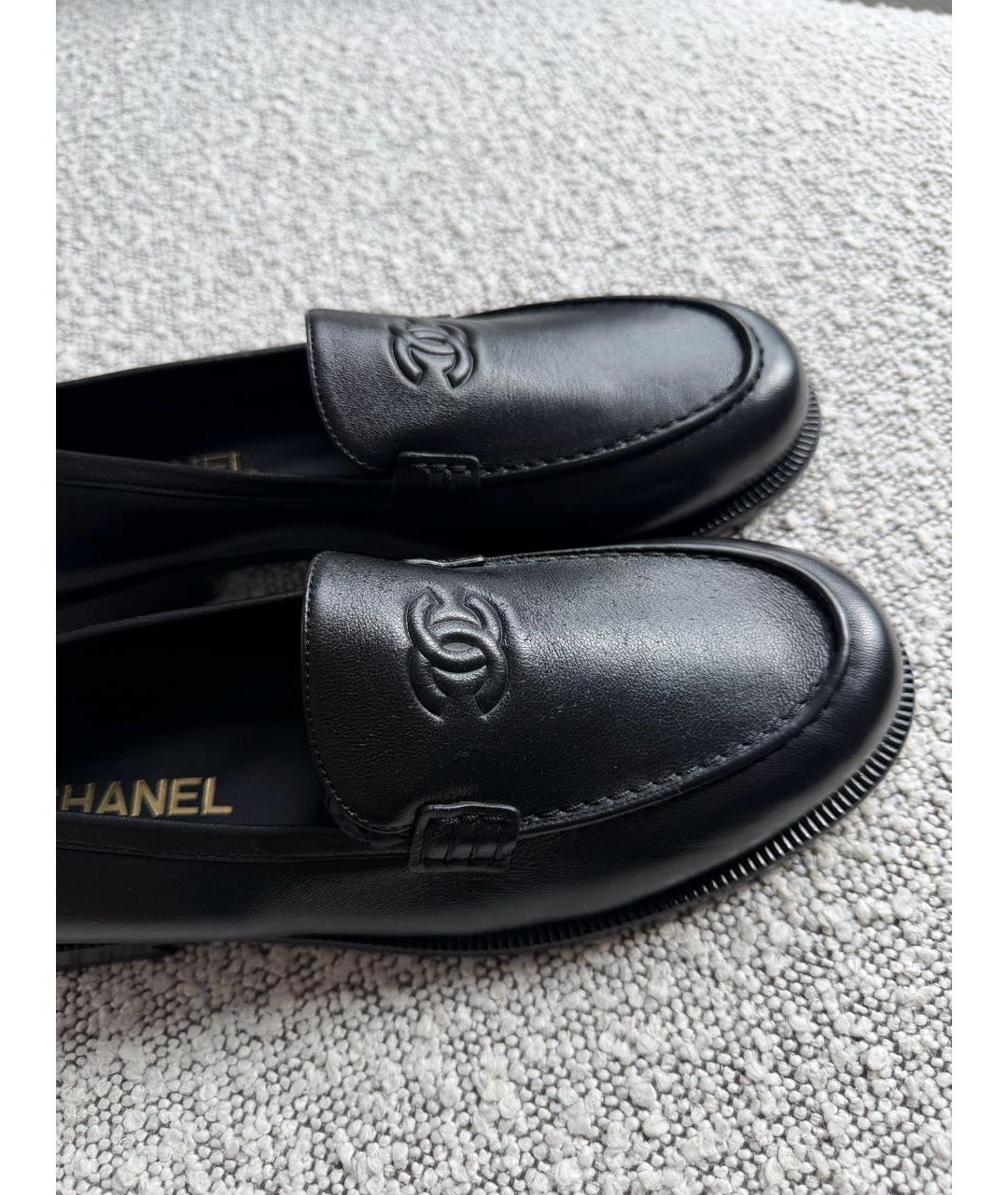 CHANEL Черные кожаные мокасины, фото 3