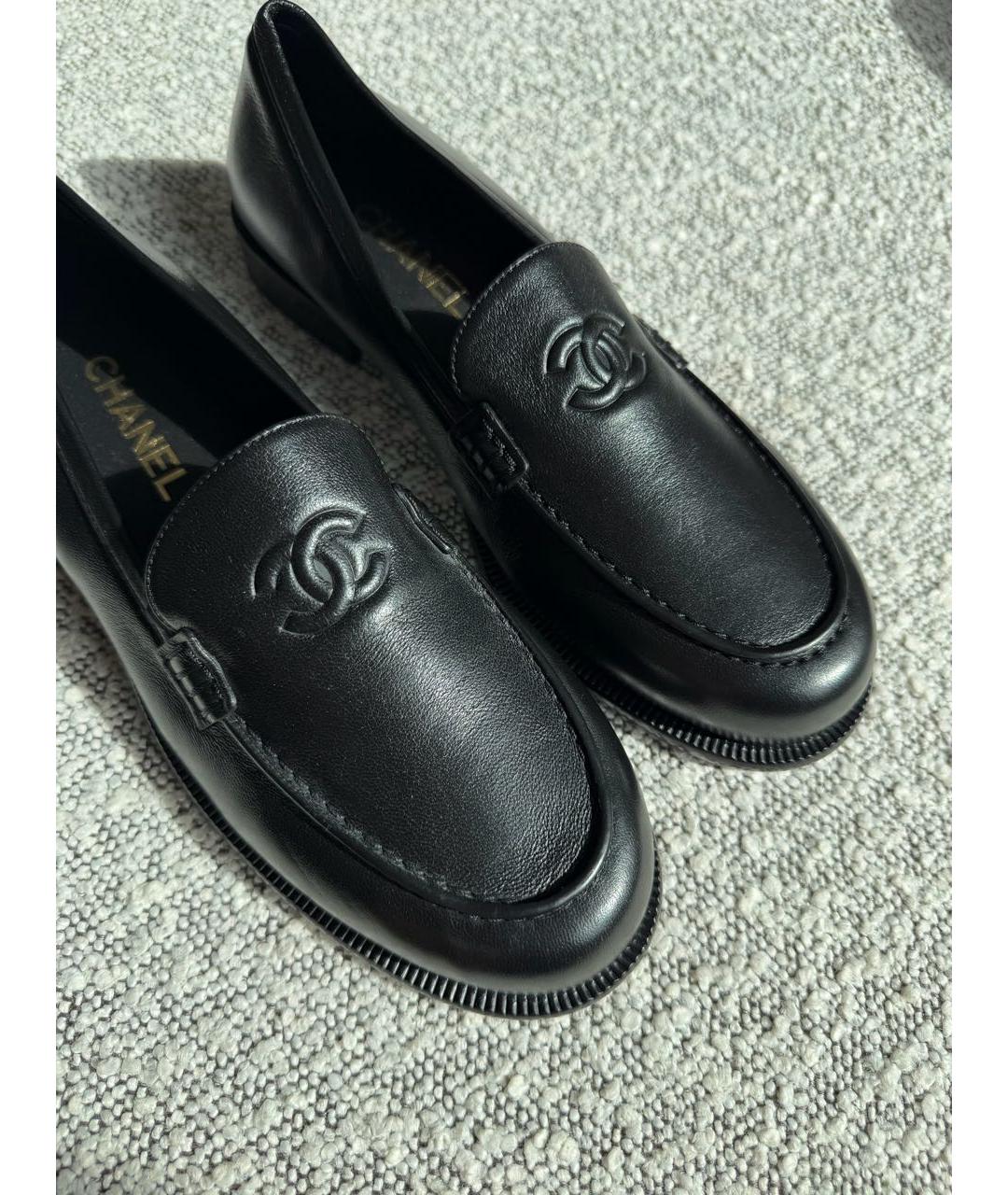 CHANEL Черные кожаные мокасины, фото 6