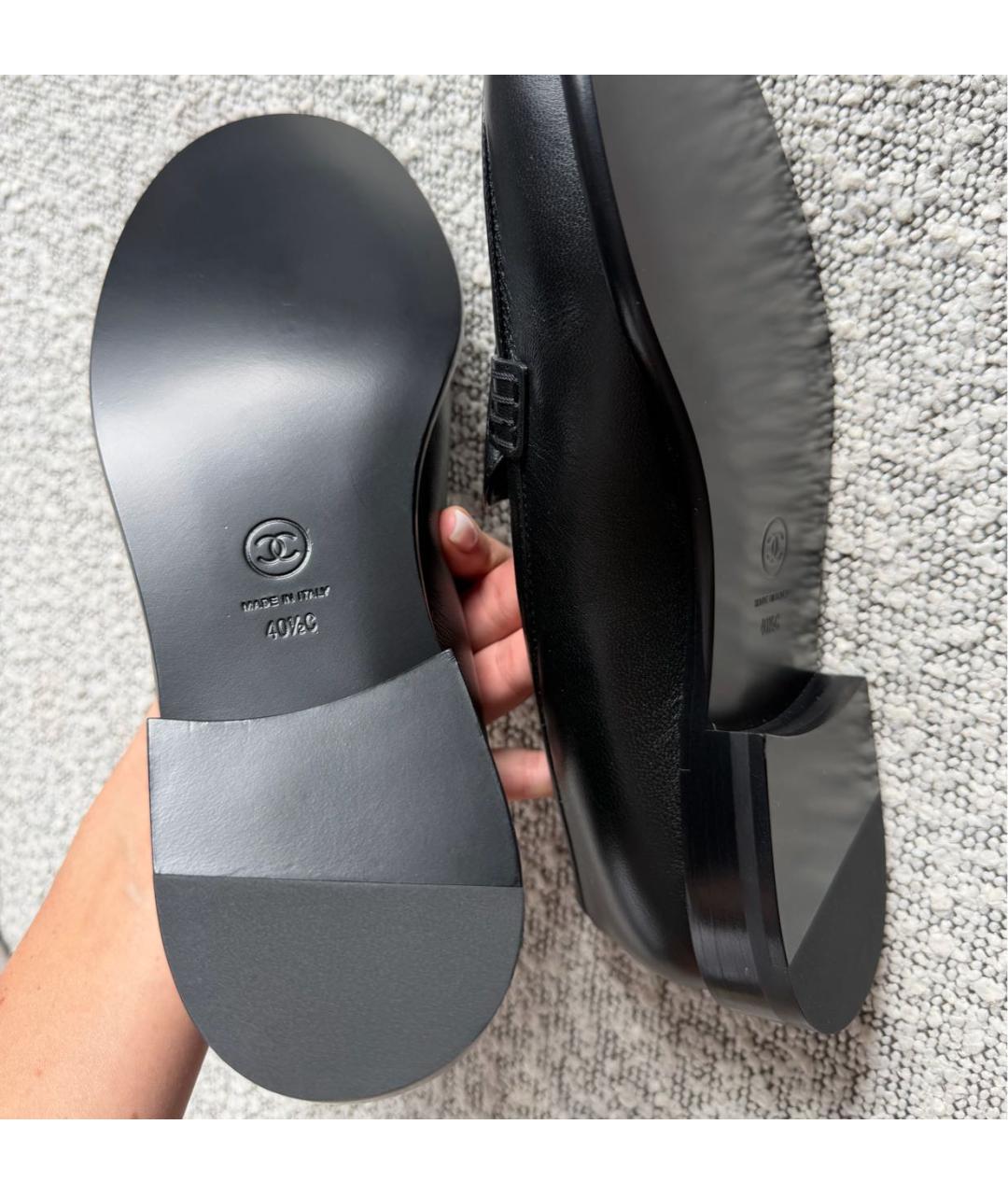 CHANEL Черные кожаные мокасины, фото 5