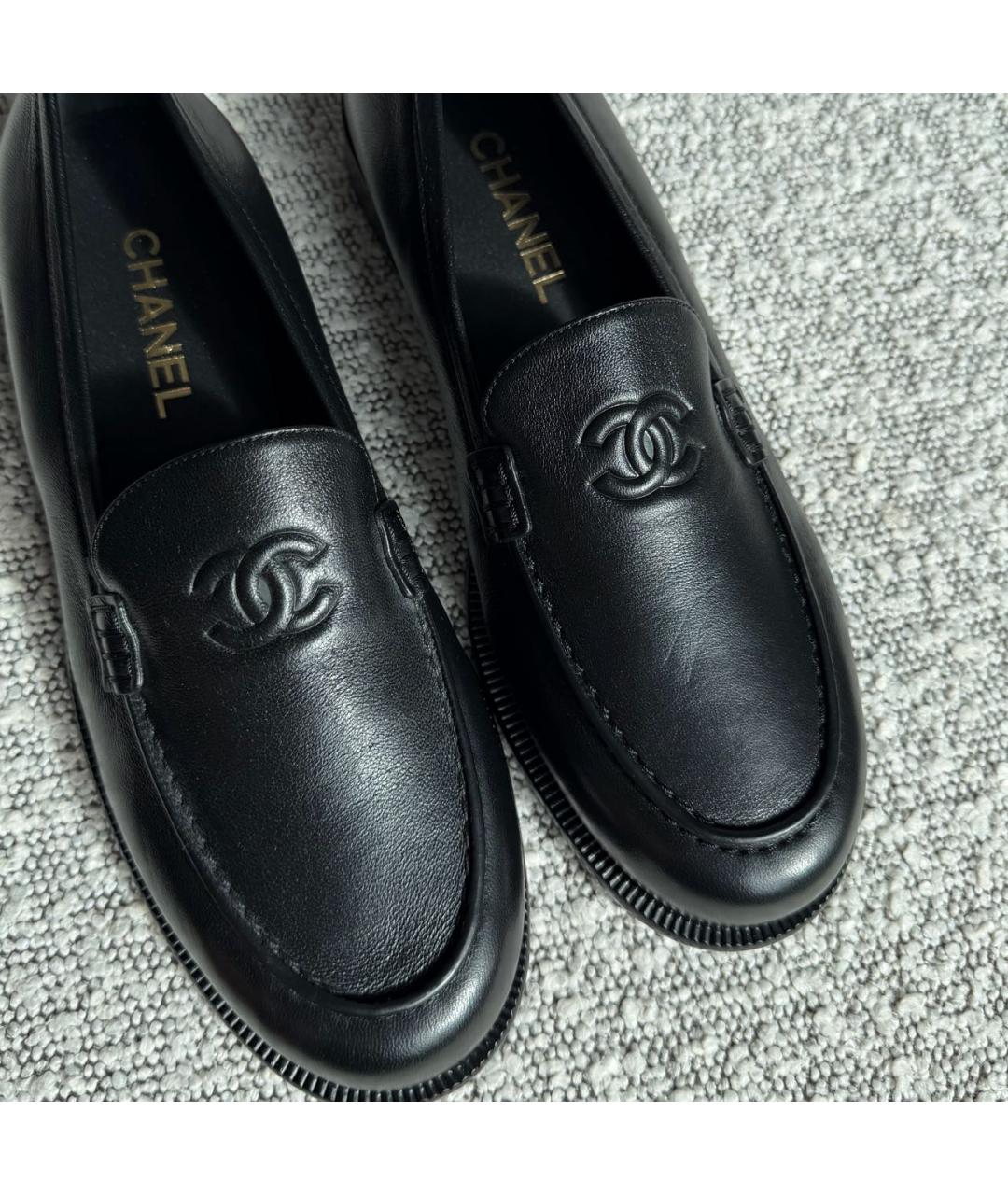 CHANEL Черные кожаные мокасины, фото 8