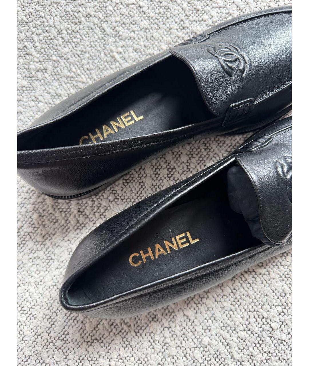 CHANEL Черные кожаные мокасины, фото 4