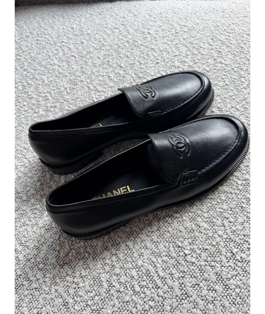 CHANEL Черные кожаные мокасины, фото 9