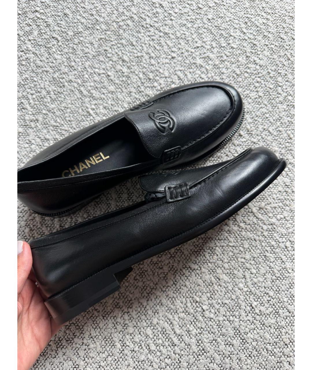 CHANEL Черные кожаные мокасины, фото 2