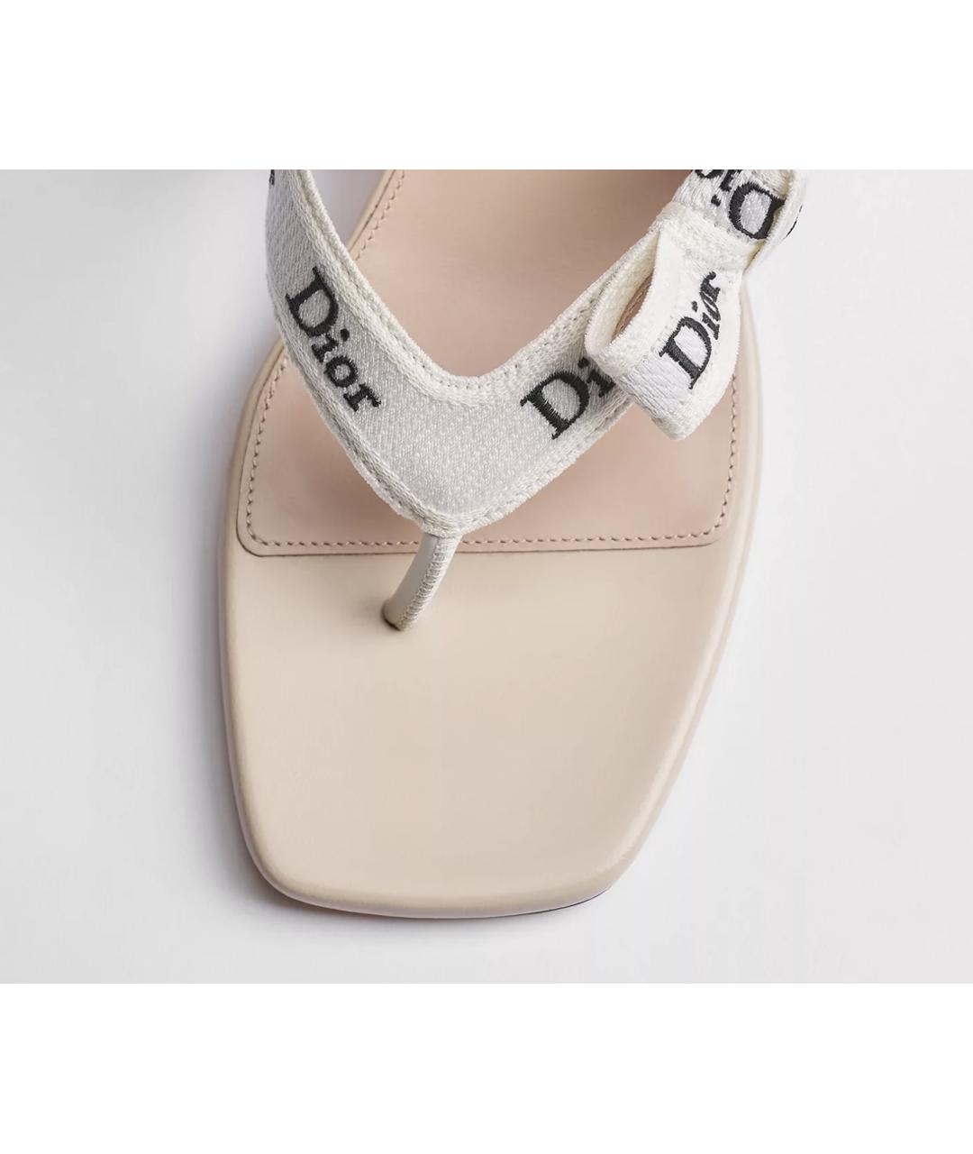 CHRISTIAN DIOR Бежевые кожаные мюли, фото 2
