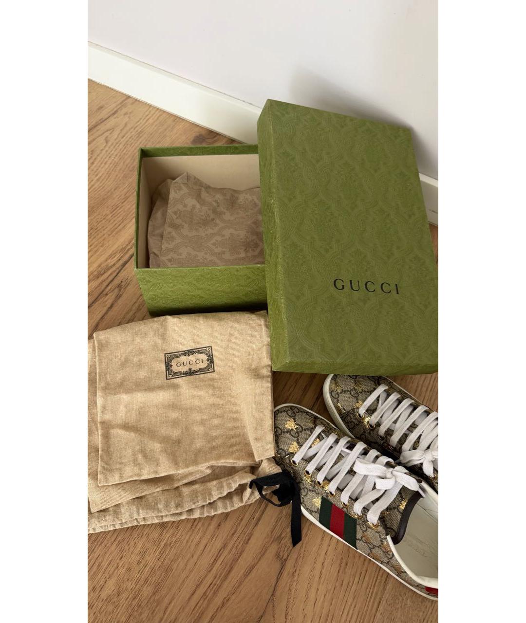 GUCCI Коричневые кожаные кеды, фото 6