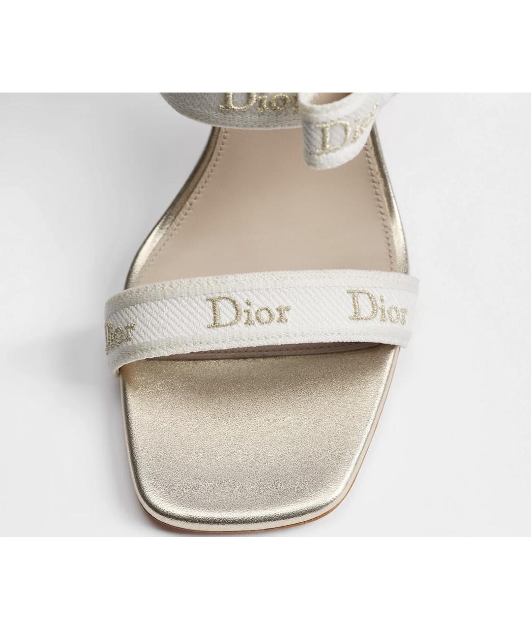CHRISTIAN DIOR Золотые кожаные мюли, фото 2