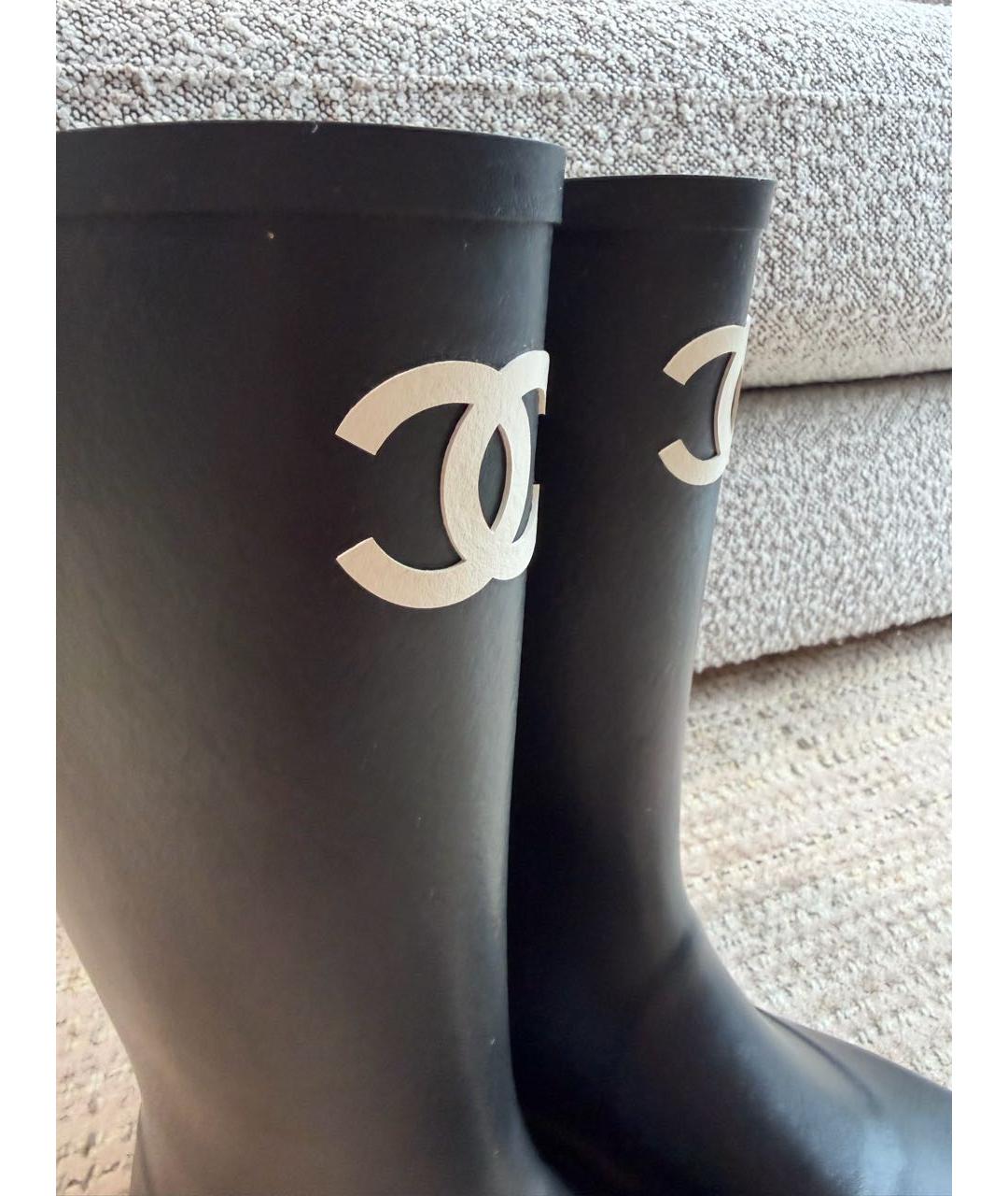 CHANEL Черные нубуковые сапоги, фото 3