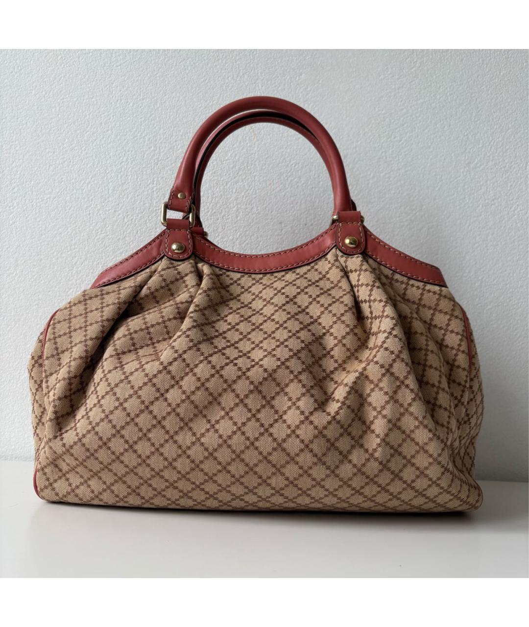 GUCCI Коралловая сумка тоут из канвы, фото 3