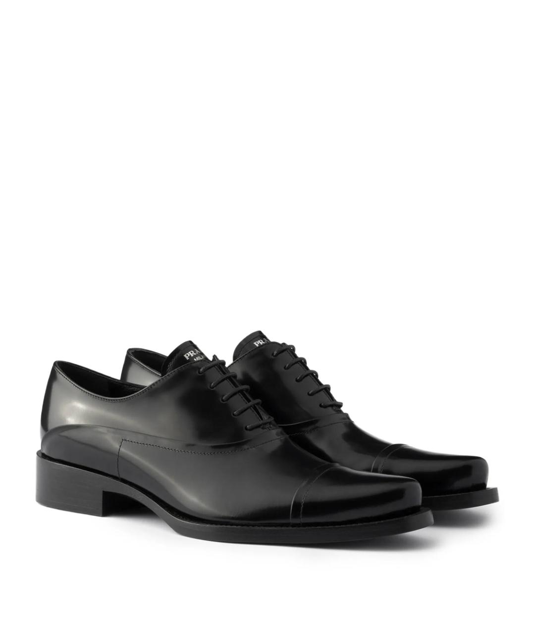 PRADA Черные кожаные ботинки, фото 1