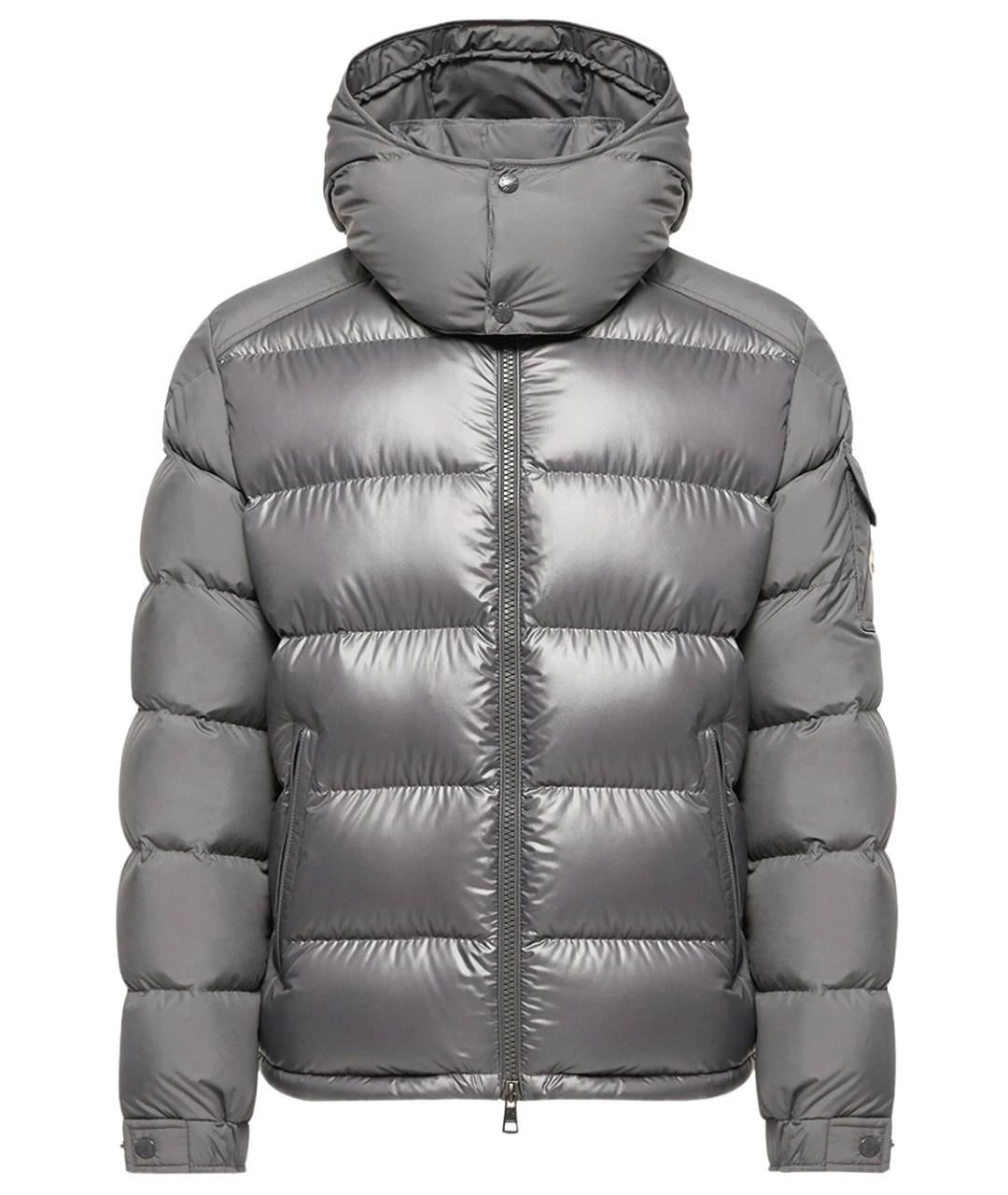 MONCLER Серый полиэстеровый пуховик, фото 1