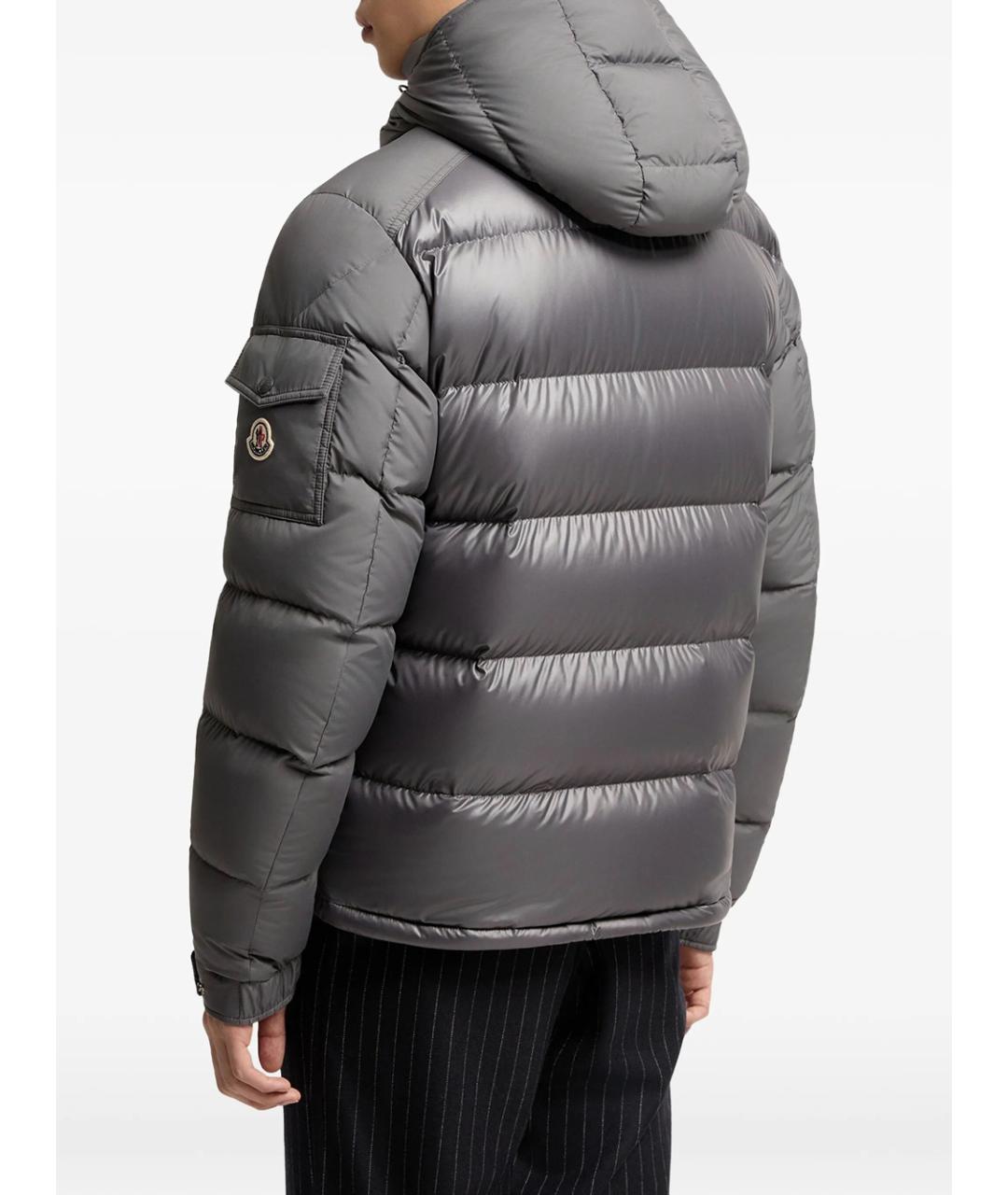 MONCLER Серый полиэстеровый пуховик, фото 2