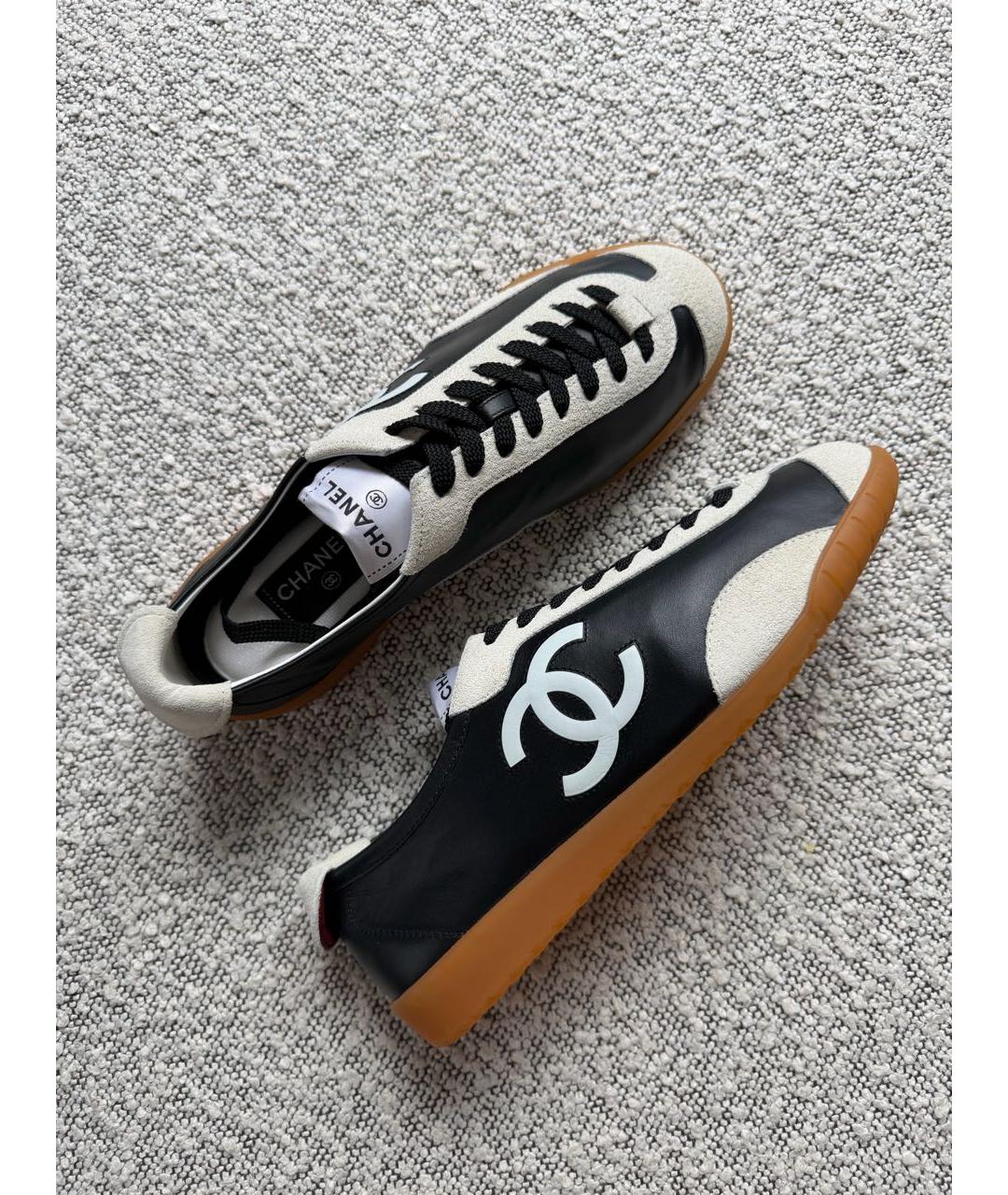 CHANEL Черные кожаные кеды, фото 2