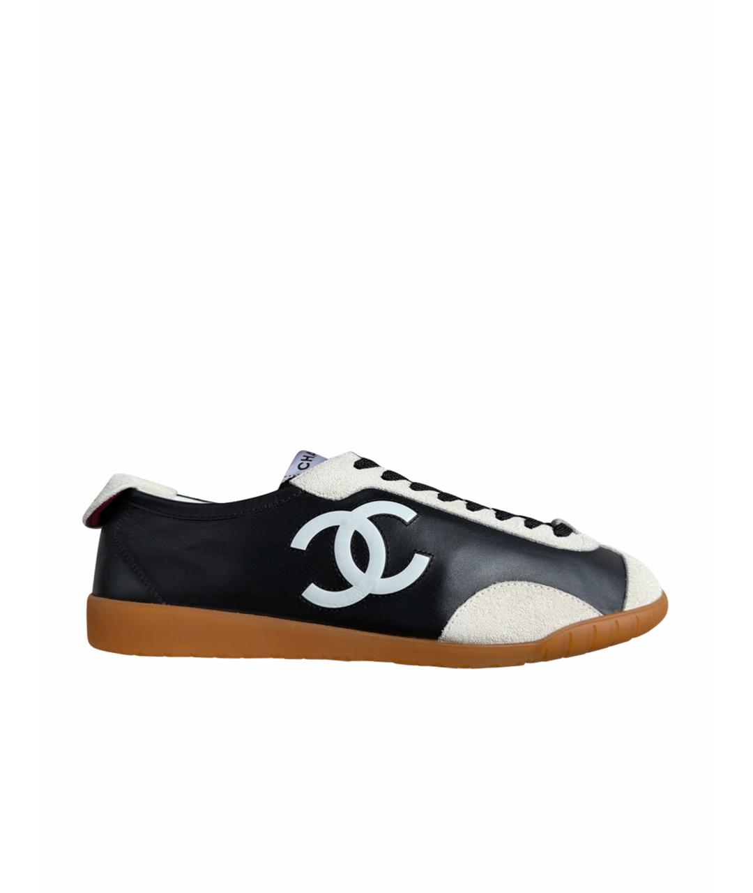 CHANEL Черные кожаные кеды, фото 1