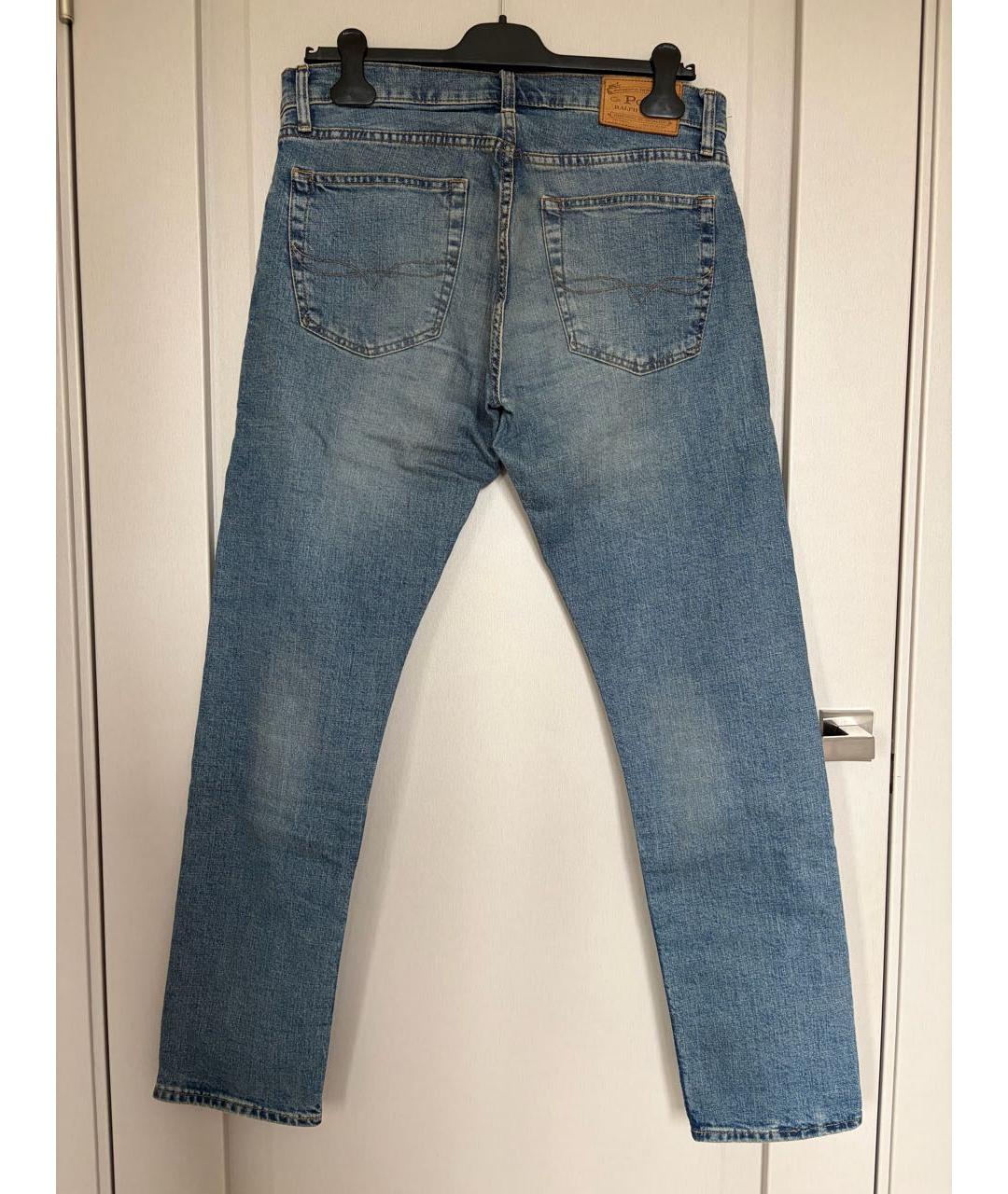 POLO RALPH LAUREN Синие хлопковые прямые джинсы, фото 2