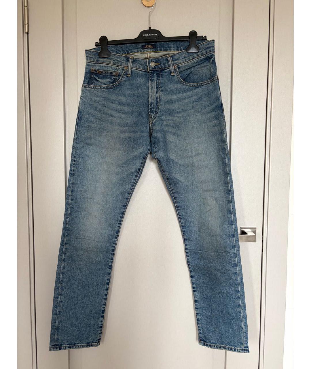 POLO RALPH LAUREN Синие хлопковые прямые джинсы, фото 9