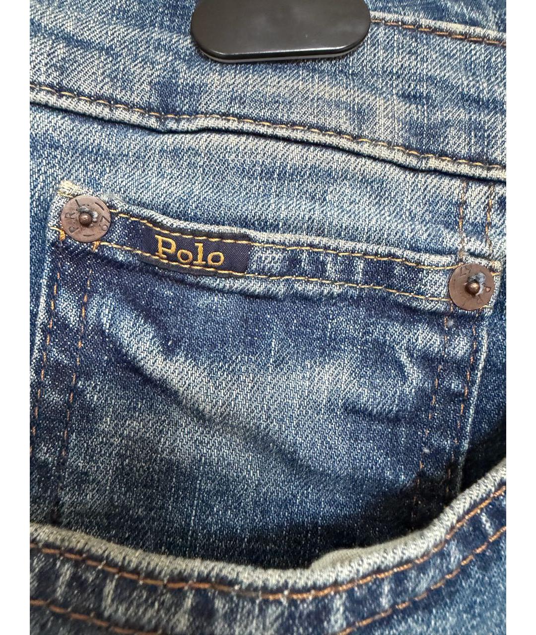 POLO RALPH LAUREN Синие хлопковые прямые джинсы, фото 5