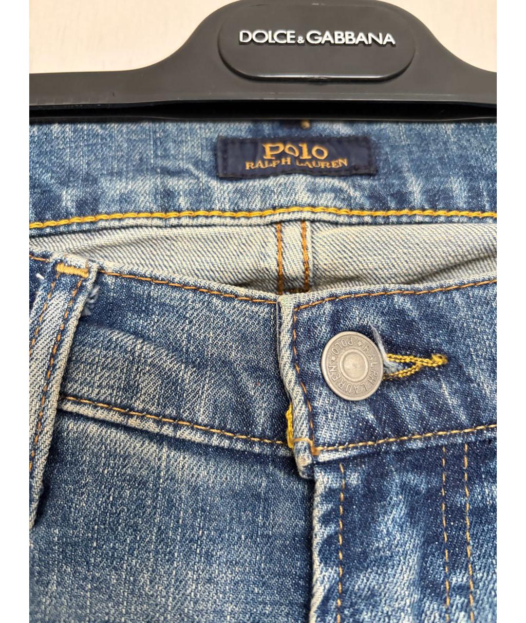 POLO RALPH LAUREN Синие хлопковые прямые джинсы, фото 3