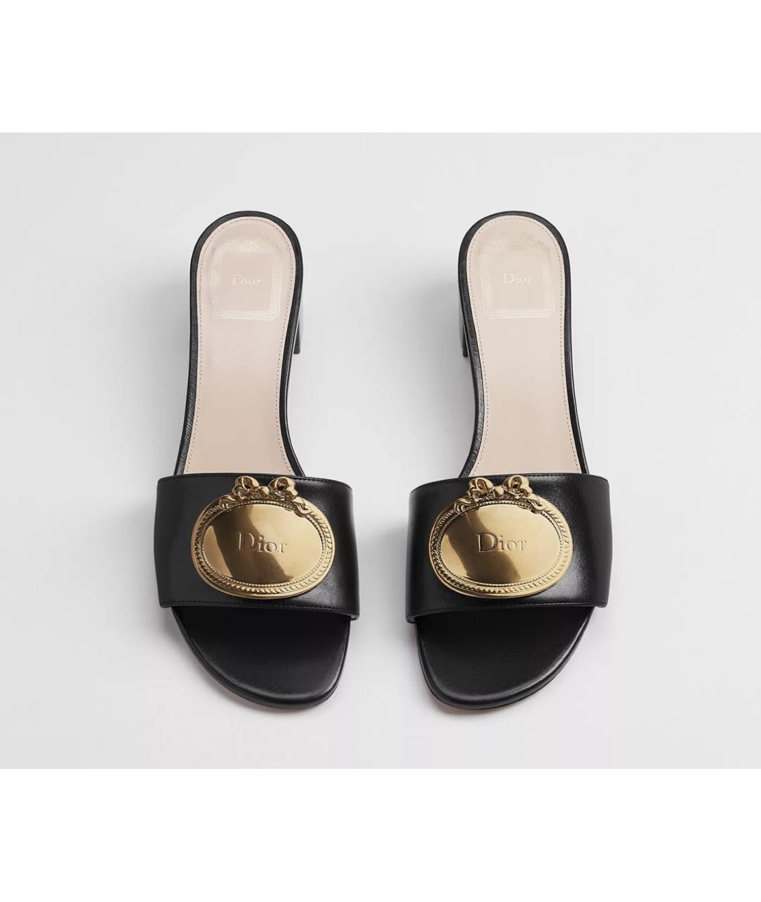 CHRISTIAN DIOR Черные кожаные мюли, фото 2