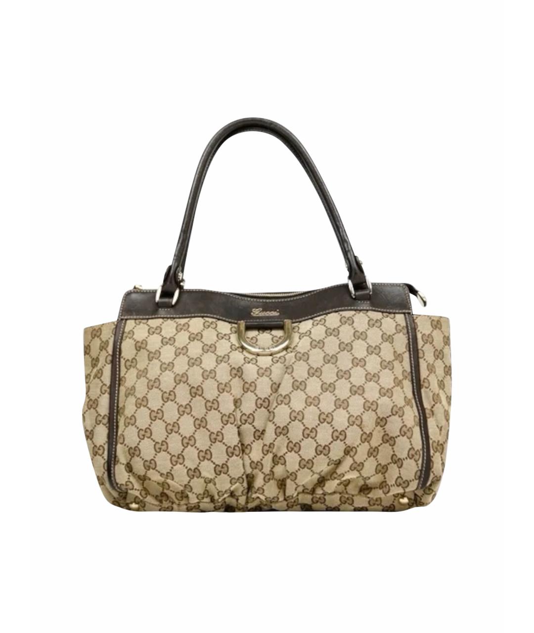 GUCCI Бежевая тканевая сумка тоут, фото 1