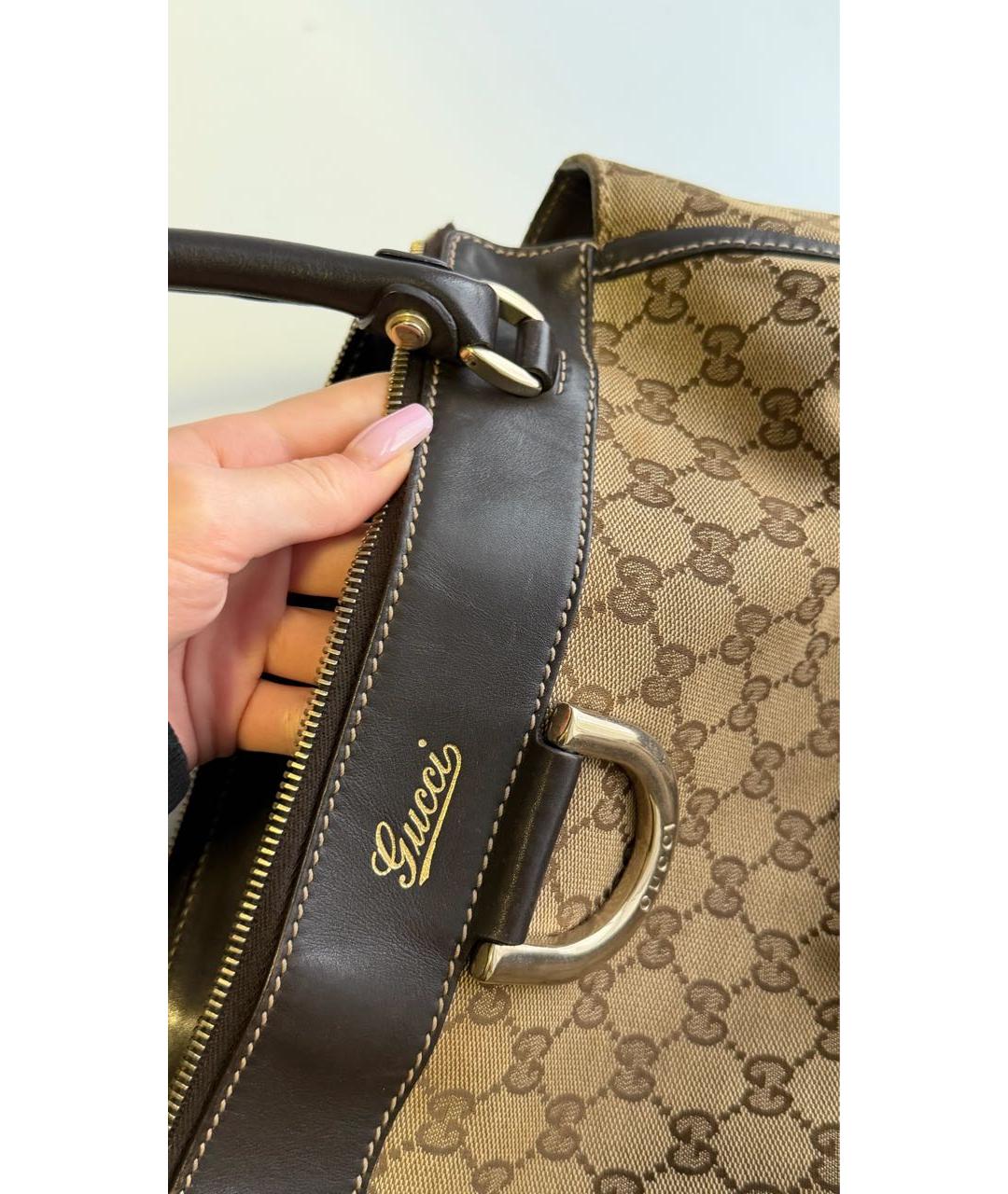 GUCCI Бежевая тканевая сумка тоут, фото 6