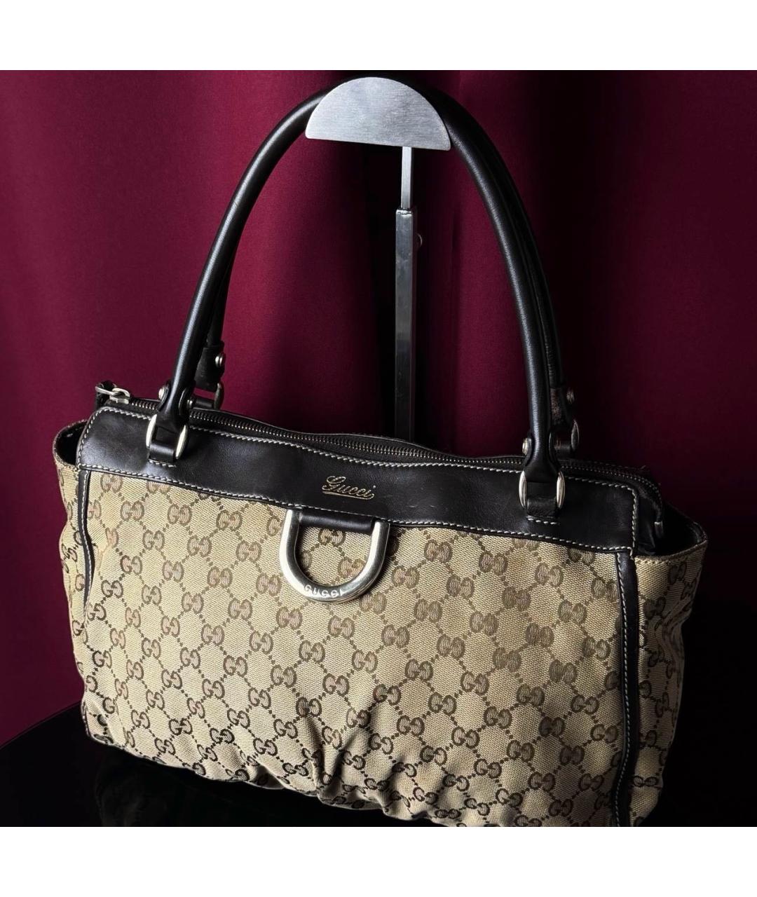 GUCCI Бежевая тканевая сумка тоут, фото 2