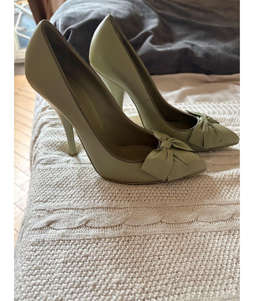 BOTTEGA VENETA Зеленые кожаные туфли, фото 5