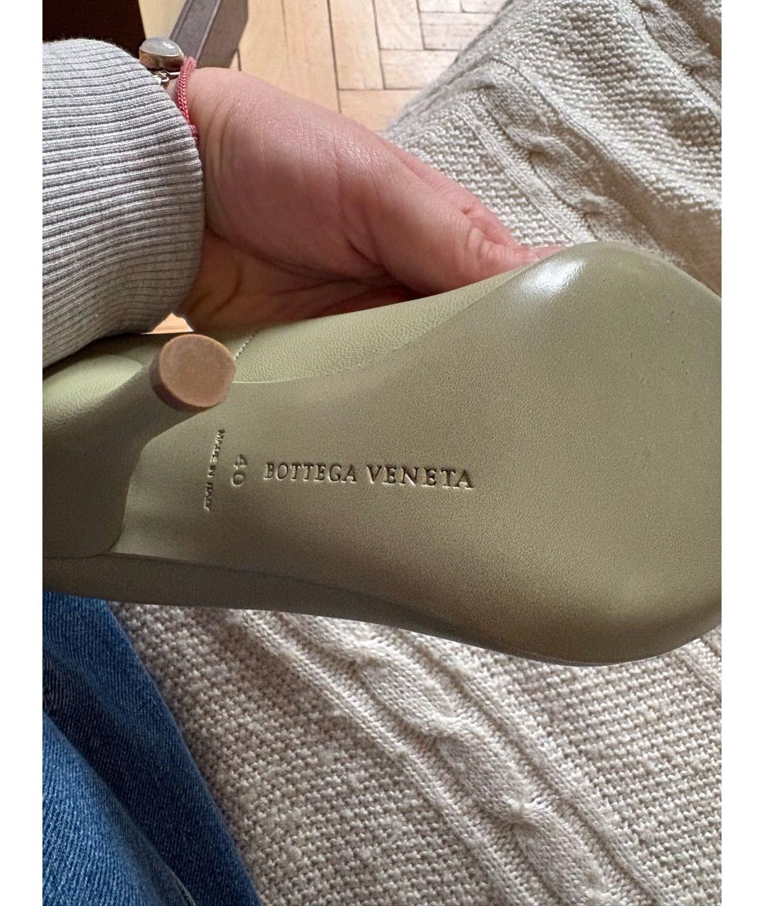 BOTTEGA VENETA Зеленые кожаные туфли, фото 4