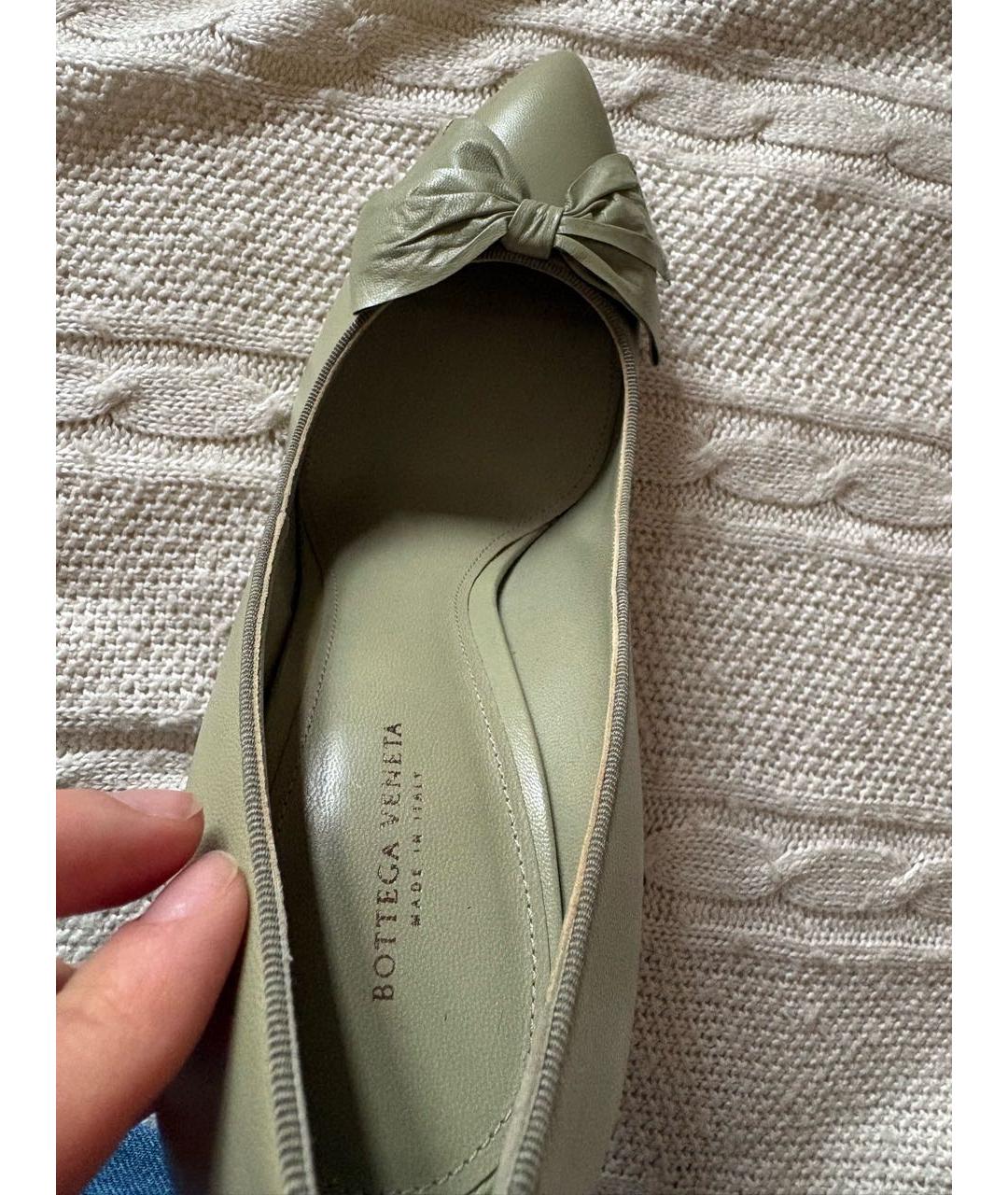 BOTTEGA VENETA Зеленые кожаные туфли, фото 3
