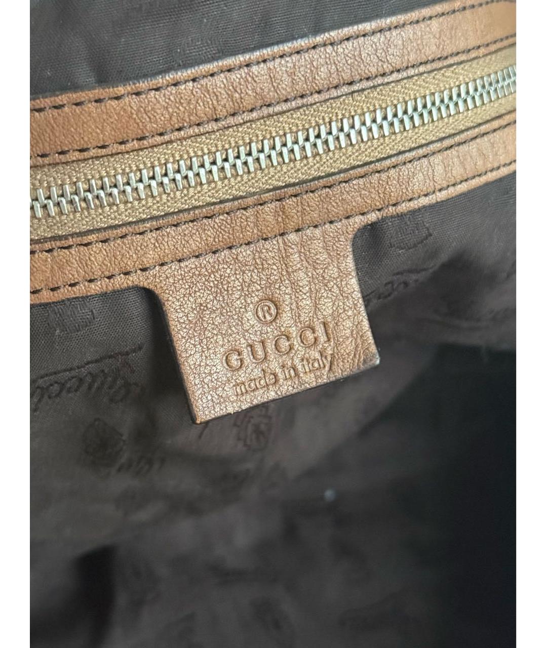 GUCCI Коричневая тканевая сумка с короткими ручками, фото 6