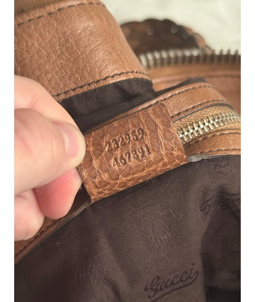 GUCCI Коричневая тканевая сумка с короткими ручками, фото 7