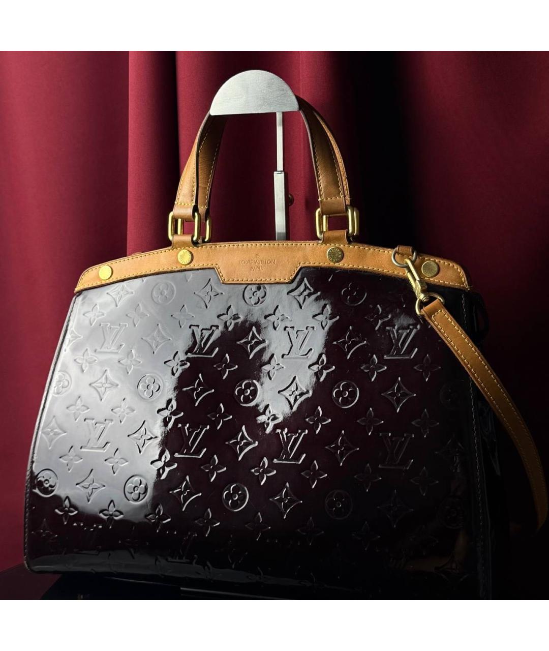 LOUIS VUITTON Бордовая сумка тоут из лакированной кожи, фото 2