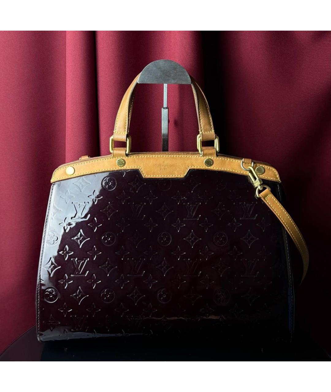 LOUIS VUITTON Бордовая сумка тоут из лакированной кожи, фото 9