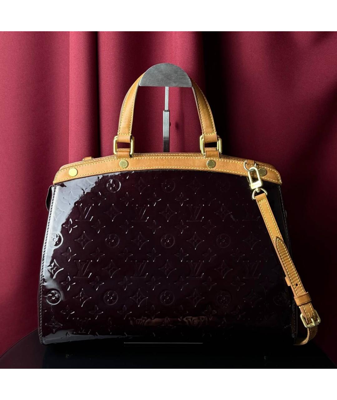LOUIS VUITTON Бордовая сумка тоут из лакированной кожи, фото 3