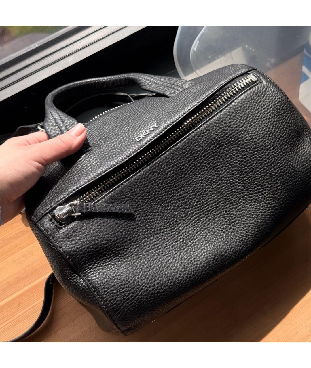 DKNY Черная кожаная сумка тоут, фото 2