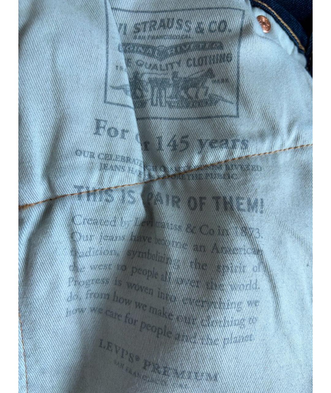 LEVI'S Темно-синие хлопковые прямые джинсы, фото 5