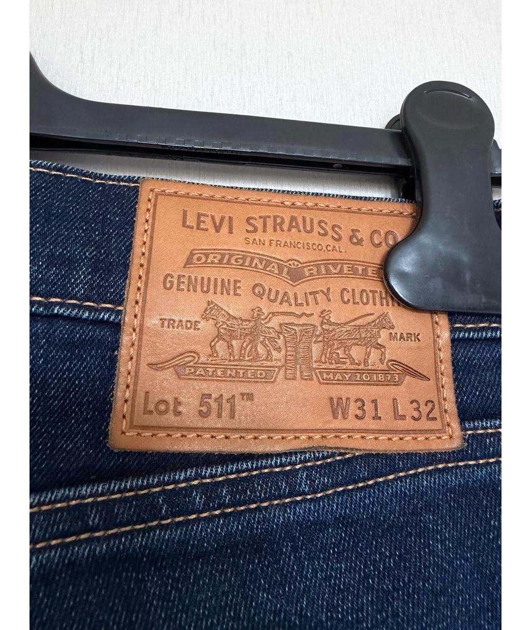 LEVI'S Темно-синие хлопковые прямые джинсы, фото 4