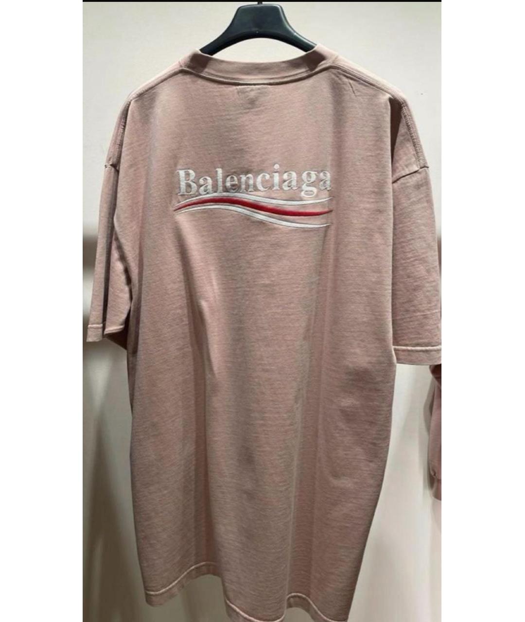 BALENCIAGA Розовая хлопковая футболка, фото 3