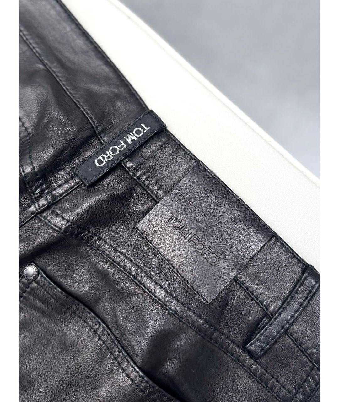 TOM FORD Черные кожаные прямые брюки, фото 4
