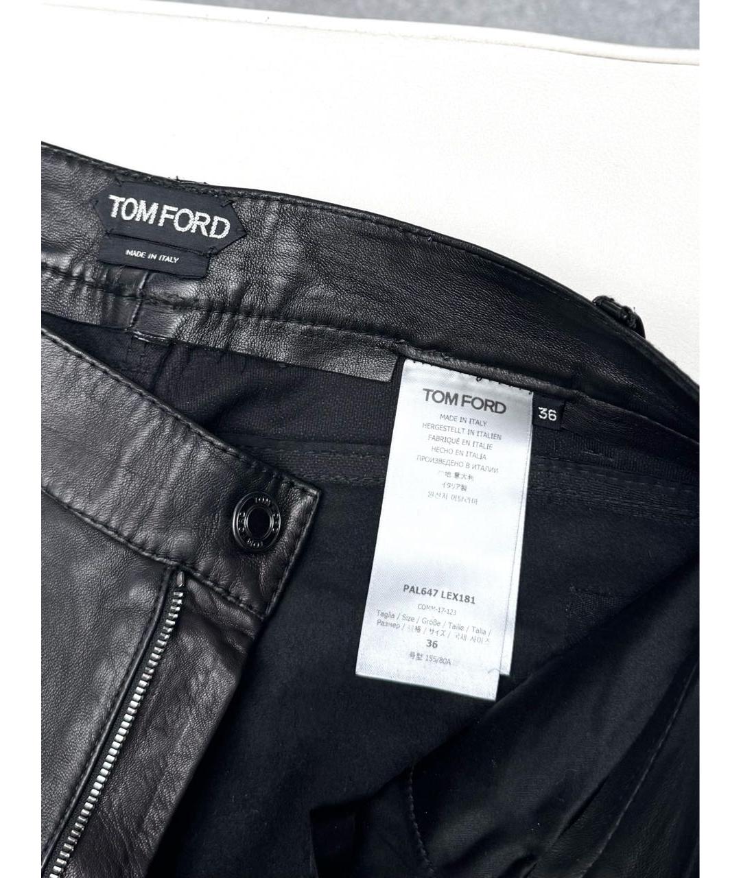 TOM FORD Черные кожаные прямые брюки, фото 3