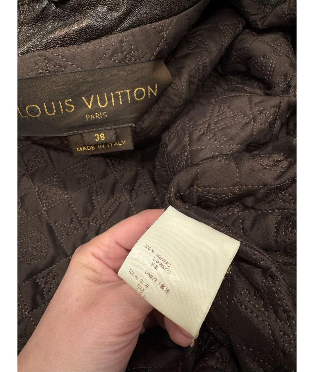 LOUIS VUITTON Коричневая кожаная куртка, фото 4