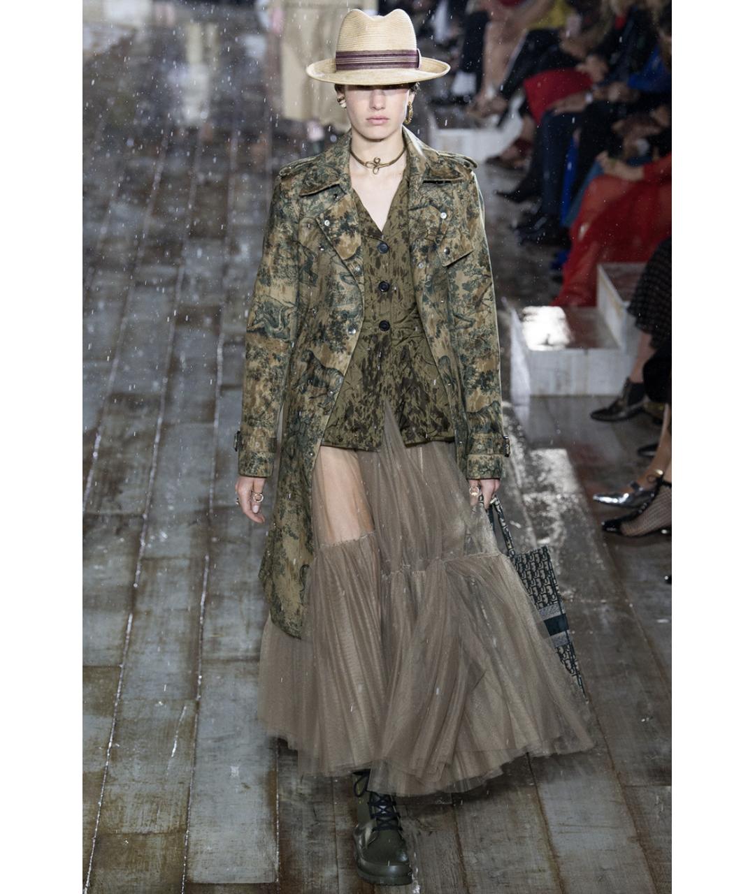 CHRISTIAN DIOR Хаки полиамидовая юбка макси, фото 3