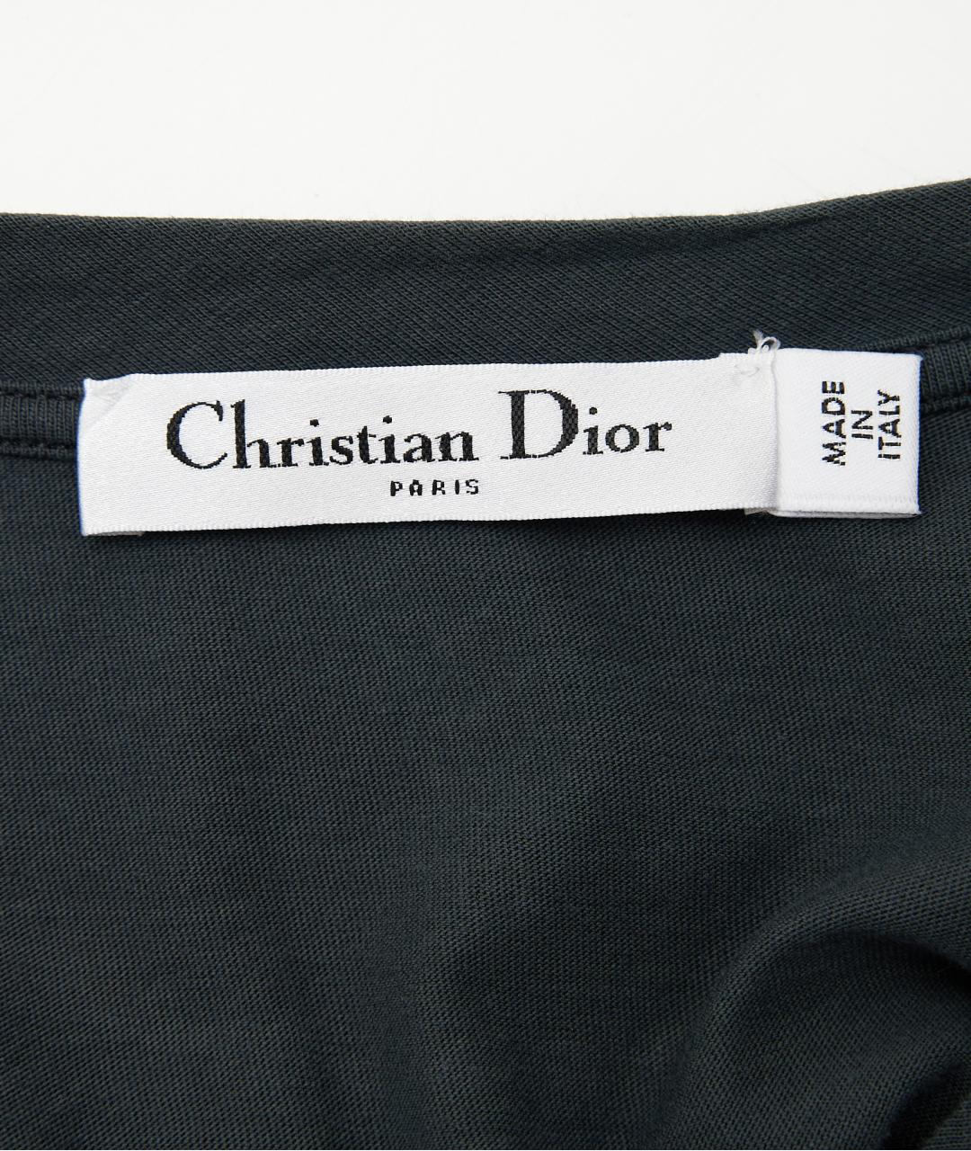 CHRISTIAN DIOR Серая хлопковая футболка, фото 3